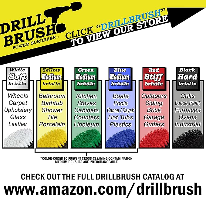 Car, Motorcycle, Truck, Boat - Cleaning Supplies – Drill Brush – Soft White Detailing Brush Kit - Car Wash - Spin Brush - Wheel Cleaner - Interior, Vinyl, Upholstery, Fabric, Leather Seat Cleaner