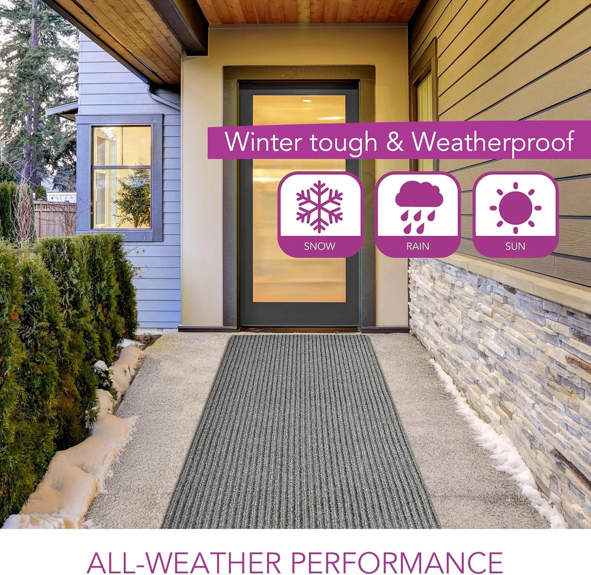 iCustomRug Spartan Weather Warrior Duty Indoor/Outdoor Utility Ribbed in 3ft,4ft,6ft Widths 70 Custom Sizes with Natural Non-Slip Rubber Backing 4'X30' in Grey