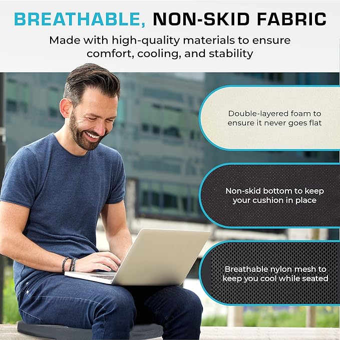 Xtreme Comforts Seat Cushions | Office Chair Cushions for Desk, Car, Wheelchair| Ergonomic Memory Foam Seat Cushion for Support & Comfort | Helps Improve Sitting Posture for Work & Body Relief
