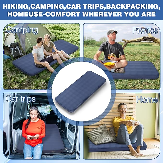 OUTSKIRT Ultralight Self Inflating Sleeping Pad, 4" Thick Camping Mattress with Pump Pack, 9.5 R-Value Insulated Sleeping Mat, Portable Camping Bed for Tent, Car, Truck or Van, 4 Season Camp Mattress