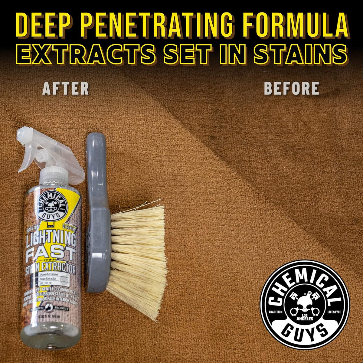 Chemical Guys SPI_191_16 Lightning Fast Carpet and Upholstery Stain Extractor, (Fabric, Upholstery, & Carpet), Safe for Cars, Home, Office, Furniture & More, 16 fl oz, Fresh Scent