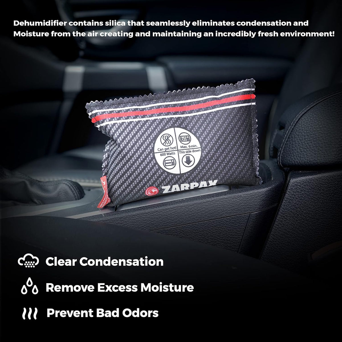 Reusable Car Dehumidifier - Rechargeable Dehumidifier for Car, Trucks, and RVs - Prevent Damp & Moisture on Windscreens with this Portable Moisture Absorber for Car - Anti Fog Car Windshield