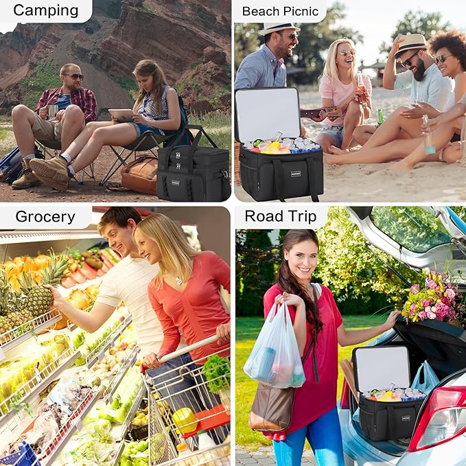 Insulated Soft Cooler Bag, Large Ice Coolers Soft Sided Ice Chest for Beach, Collapsible and Portable