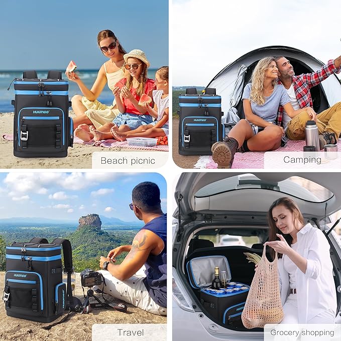 Large Waterproof Insulated Cooler Backpack for Men & Women, Leak Proof Cooler Backpack for Camping, Beach, Fishing, Picnic, Travel, Outdoor, 30L, 48Cans
