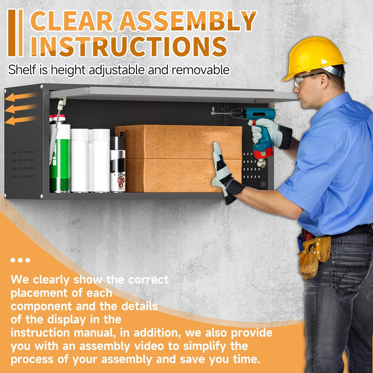 Metal Garage Wall Cabinet with Up-Flip Door,Wall-Mounted Steel Storage Cabinet, Float Tool Cabinet with Pegboard,Upper Cabinet for Kitchen,Garage,Workshop,Warehouse(13.8" H,Black&Gray)