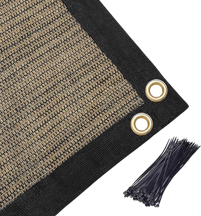 Amagenix 90% Shade Fabric 18'X 21' Mocha Sun Shade Cloth with Grommets for Pergola Replacement Shade Cover Canopy, Heavy Duty, Cable Zip Ties Included (We Customized)