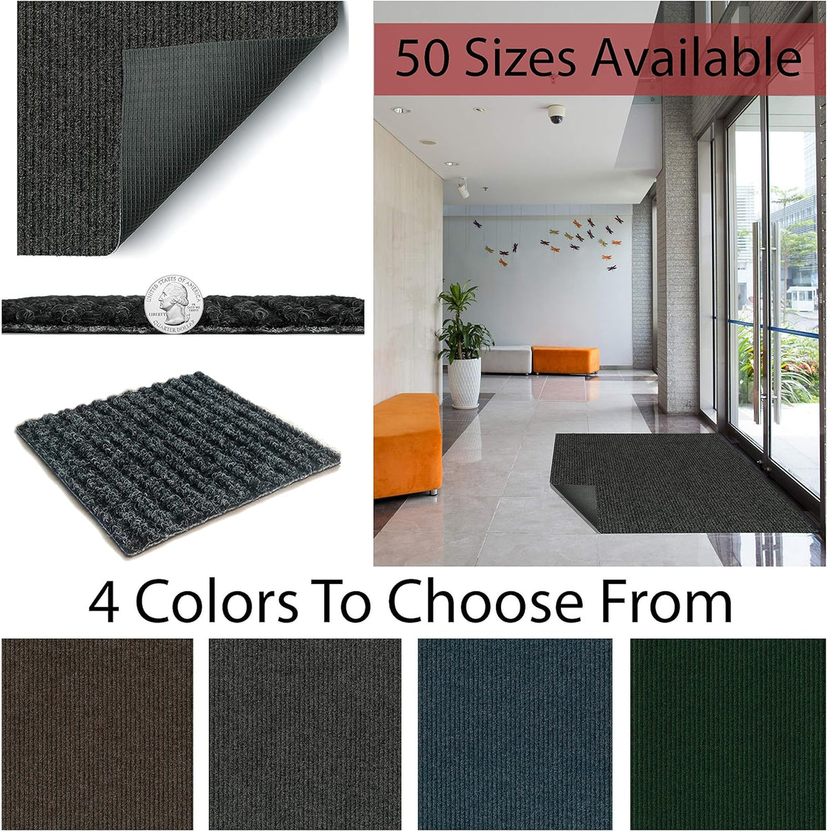 KOECKRITZ Heavy Duty Durable All Weather Indoor/Outdoor Non Slip Entrance Mat Rugs and Runners for Office Business Building Home Garage Front Door (6' x 8', Charcoal)