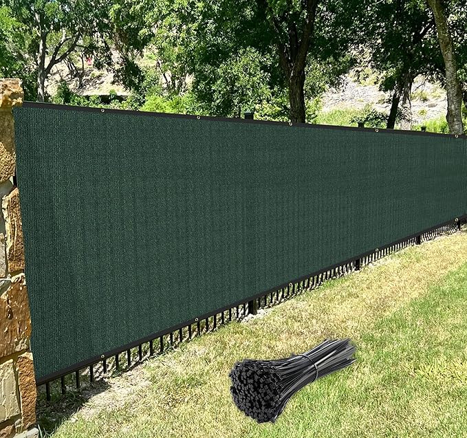 Windscreen4less Privacy Fence Screen Heavy Duty Windscreen Fencing Mesh Fabric Shade Net Cover for Outdoor Wall Garden Yard Pool Deck, 8'x217' Green
